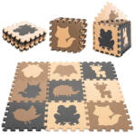 KIK Puzzle din spumă pentru podea cu animale sălbatice 30 x 30 cm, 9 buc. , bej-maro-negru Puzzle
