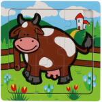 Teddies Puzzle din lemn Primele mele animale: Văcuța 9 piese Puzzle