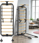  Bordásfal inSPORTline Wootkit 220×86 cm, 8 kör alakú lépcsőfok, falhoz rögzítés, könnyű karbantartás, egyszerű és gyors összeszerelés fekete