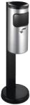  Cos de gunoi cu scrumiera integrata, model Rondo, cu stativ, inaltime 410 - 825 mm, Ø 180 mm, 10 l, argintiu (4260058004245) - constructii-mag Cos de gunoi