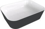 SAPHO Mosdó, Sapho Banera Square öntött márvány mosdó 50x36 cm, fehér/matt antracit 14596.52 - mozaikkeramia
