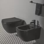 Ideal Standard Set vas wc cu capac softclose si bideu suspendat Ideal Standard Tesi Aquablade negru mat Silk Black (T0079V3+T3527V3+T3552V3)