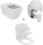 Ideal Standard Set vas WC suspendat Ideal Standard I. life B cu functie bideu alb plus capac slim softclose si baterie (T534701+T500301+A6757AA)