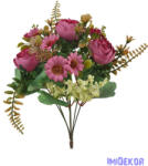  Peónia selyemvirág csokor kiegészítőkkel 35cm - Pink