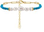 BeSpecial Bratara argint 925 placata cu aur 14K cu perle naturale si turcoaz natural (BRR29)