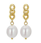 BeSpecial Cercei argint 925 placati cu aur 14K cu perle naturale (ERR42)