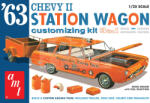 AMT 1963 CHEVY II STATION WAGON W/TRAILER 1: 25 autó makett AMT1201
