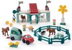 Ecoiffier Építőjáték istálló szélmalommal Hippies Centre Abrick Écoiffier lovacskákkal autóval és 2 figurával 18 hó-tól (ECO2978)