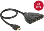 DeLock HDMI UHD switch 3x HDMI in > 1x HDMI out 4K 50 cm-es integrált kábellel (18600)
