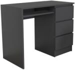KringX Origo íróasztal, 96x50x75 cm, 3 fiókkal, grafit