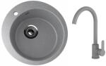 Ulgran U-405-342 Gránit Mosogatótálca és Gamma DECO Mosogató Csaptelep Szett - Matt szürke (U-405-342-BD-GPG) - rent-xgranit