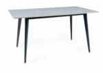SIGNAL MEBLE Ivy Luxus Kerámia Étkezőasztal Márvány Hatású Szürke Lappal és Matt Fekete Fém Vázzal