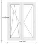 Decco 150x210 Kétszárnyas Erkélyajtó Középen felnyíló + Bukó - Nyíló kivitelben