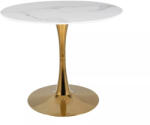 SIGNAL MEBLE Espero Calacatta Kerek Kerámia Étkezőasztal Fehér-Arany Márvány Hatású Lappal