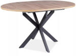 SIGNAL MEBLE Gaston Artisan Kerek Bővíthető MDF Tölgy Étkezőasztal Fekete Pókláb