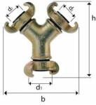 Lüdecke Distribuitor de apa cu 3 capete, fonta maleabila, 3 x 1", DN 24 mm, cuplare cu gheare, LUDECKE (4064564001077)