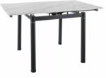 SIGNAL MEBLE GD-082 Kihúzható Márvány Hatású MDF Étkezőasztal Fekete Fém Vázzal