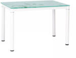 SIGNAL MEBLE Damar Edzett Üveg Étkezőasztal Fehér Vázzal