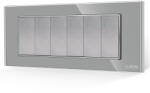 Luxion Intrerupator Mecanic 6 Posturi LUXION cu Rama din Sticla, Standard Italian, 6M - culoare gri