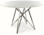SIGNAL MEBLE Murano Luxus Kerek Kerámia Étkezőasztal Márvány Fehér Króm Modern