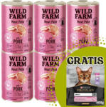  Wild Farm WILD FARM Pate sertéshússal 6x400g - gluténmentes macskaeledel + PRO PLAN felnőtt macskatáp 400g - véletlenszerű szállítás