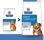 Hill's Hill' s Prescription Diet Canine Derm Complete 12 kg + 3 kutyakonzervek GRÁTISZ