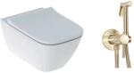 Geberit Pachet vas wc suspendat Geberit Smyle, capac softclose si set dus igiena intima auriu cu baterie incastrata Rea Loop (500.683.00.2+5902557369973)
