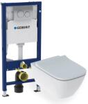 Geberit Set promo vas wc suspendat + capac slim softclose Geberit Smyle Square + rezervor incastrat cu sistem de fixare + clapeta crom Geberit Duofix Delta (500.683.00.2+458.134.21.2)