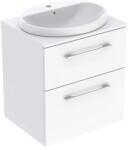 Geberit Set dulap baza suspendat Geberit Selnova Square alb lucios 2 sertare si lavoar 60 cm (502.868.00.1)