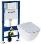 Geberit Set promo vas wc suspendat + capac slim softclose Geberit Smyle Square + rezervor incastrat cu sitem de fixare + clapeta alba Geberit Duofix Delta (500.683.00.2+458.134.11.2)
