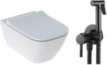 Geberit Pachet vas wc suspendat Geberit Smyle, capac softclose si set dus igiena intima negru cu baterie incastrata Rea Loop (500.683.00.2+5902557344826)