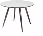 SIGNAL MEBLE Ideal Márvány Kerek Étkezőasztal Fehér Üveglapos Fekete Fém Lábakkal