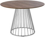 King Home Glam Walnut Kerek Étkezőasztal Diófurnér Króm