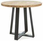 SIGNAL MEBLE Vasco Kerek Tölgyfa Étkezőasztal Fekete Fém Lábakkal