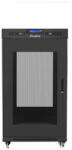 Lanberg 19" szabadon álló rack szekrény 22U/800X800 perforált ajtó, lapraszerelt, LCD kijelző, fekete V2 (FF01-8822-23BL) - bbmarket