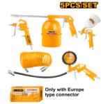 INGCO Trusa Pneumatica de Vopsit 5 piese , Vas Sus, Pistol, Furtun, Spalare, Umflare