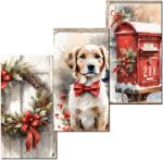  Nyomtatott dekorkarton - Karácsonyi piros téma táblák 3db/csomag - kosarbolt