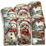  Nyomtatott dekorkarton - Karácsonyi piros-zöld téma - biléták 6db/csomag