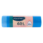 FOLISTAR HNAT szemeteszsák 64x70cm, 60 literes HDPE, kék, szalagos, 20 darab/tekercs - shopbazis