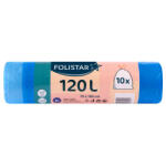 FOLISTAR HNAT szemeteszsák 70x100cm, 120 literes HDPE, kék, szalagos, 10 darab/tekercs - tisztitoszertrendelek