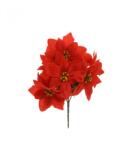  Selyemvirág mikulásvirág csokor 30CM 7fej piros (VTA481)