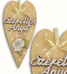  Anyák napi díszített szív "Szeretlek anya" - Bézs