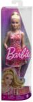 Mattel Barbie Papusa Barbie Fashionista Blonda cu Parul Prins in Coada si Rochie cu Floricele (MTHJT02) - edanco Papusa Barbie