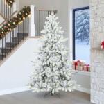 vidaXL Изкуствено коледно дърво с хингед Бяло 240 cm PVC и стомана (3397749)