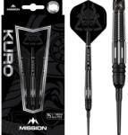 Mission Darts Set sageti darts Mission soft Kuro 21g, negru, M4, rear taper, 95% wolfram (M000235)