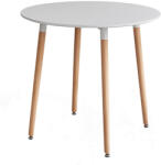 TEMPO KONDELA Étkezőasztal, fehér/bükk, átmérő 80 cm, ELCAN NEW TYP 2 - pepita