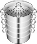  Rozsdamentes acél gőzölő, 5 szintes, sokoldalú főzés, helytakarékos kivitel, ezüst