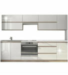 TEMPO KONDELA Konyhabútor, sonoma tölgy/fehér magasfényű HG, LINE NEW - pepita