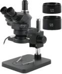  Sztereó mikroszkóp, trinokuláris kialakítás, nagy felbontású megvilágítás, 7-50X A készlet