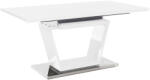 TEMPO KONDELA Étkezőasztal, nyitható, fehér extra magasfényű/acél, 160-220x90 cm, PERAK - pepita